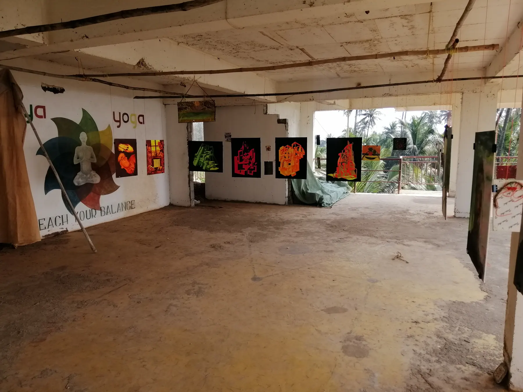 Exhibition view with paintings by Ilia Morozov