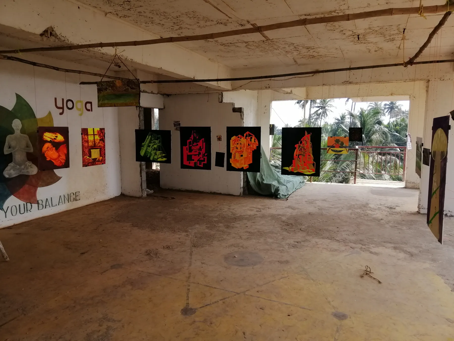 Exhibition view with paintings by Ilia Morozov