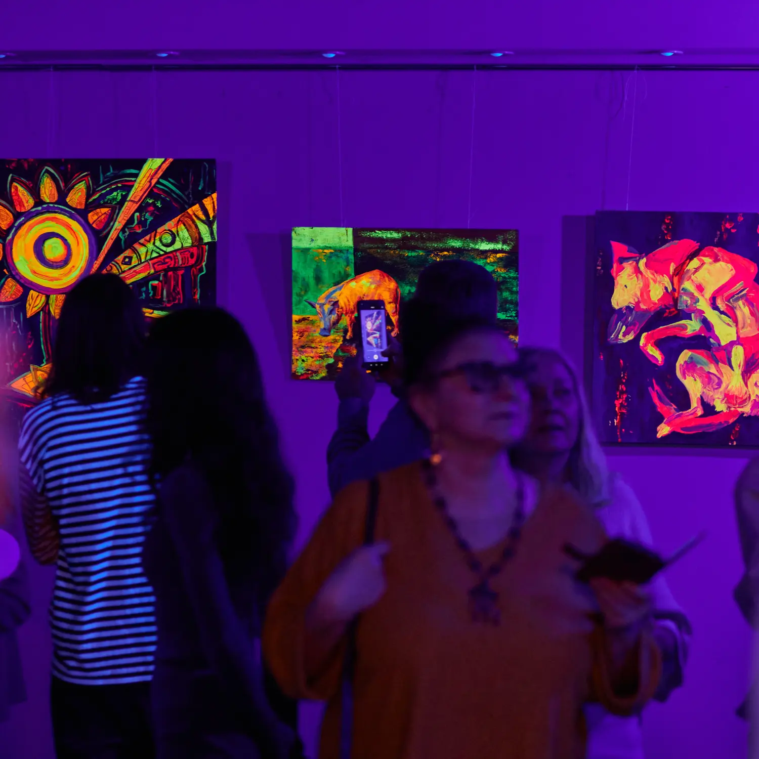 Exhibition view with paintings by Ilia Morozov